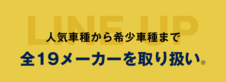 人気車種から希少車種まで全19メーカーを取り扱い